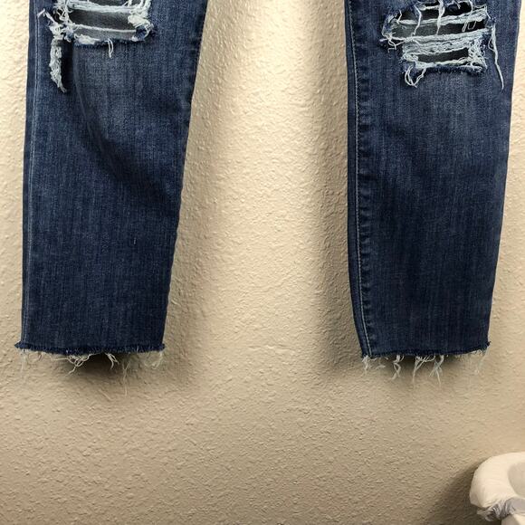 Joe's Jeans Distressed Holes Medium Wash Cropped Skinny Blue Denim Jeans W 27 - Picture 6 of 14